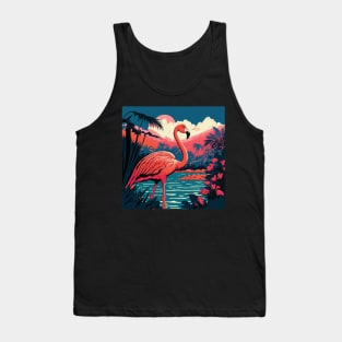 Flamingo in Mountain Lake Tank Top